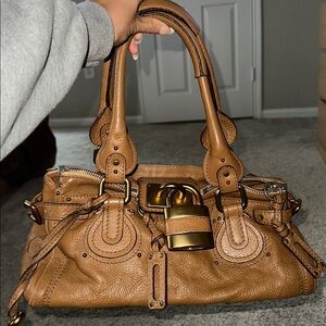 Chloe Brown Leather Satchel Gold Accents Awesome Preowned condition pics added
